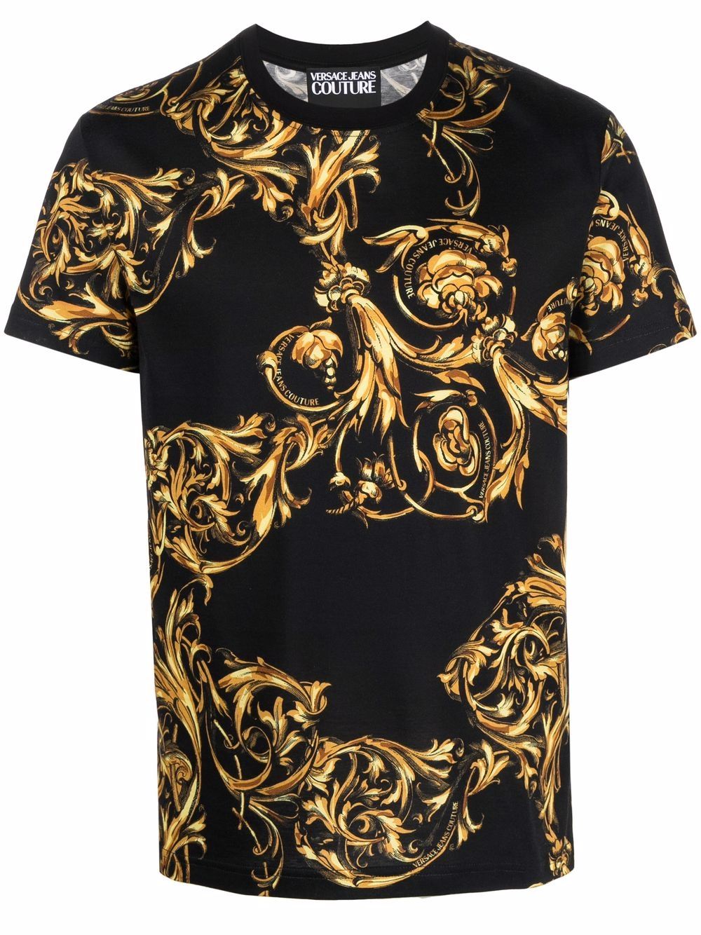 VERSACE Baroque Print T-Shirt Black - MAISONDEFASHION.COM