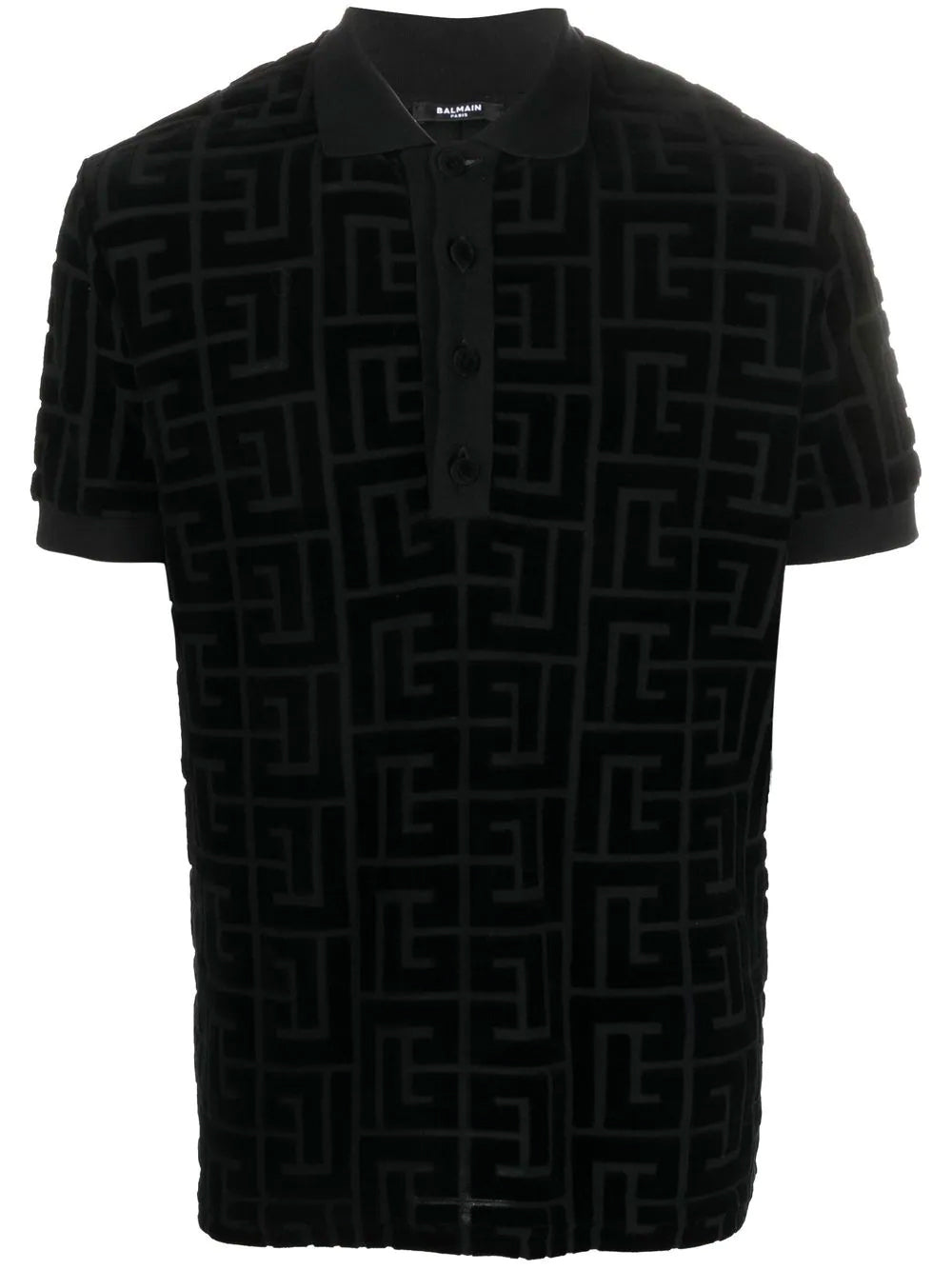 BALMAIN Maxi Monogram Polo Shirt Black - MAISONDEFASHION.COM