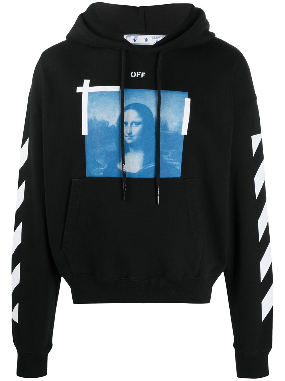 OFF-WHITE Blue Mona Lisa Print Hoodie Black - Maison De Fashion 