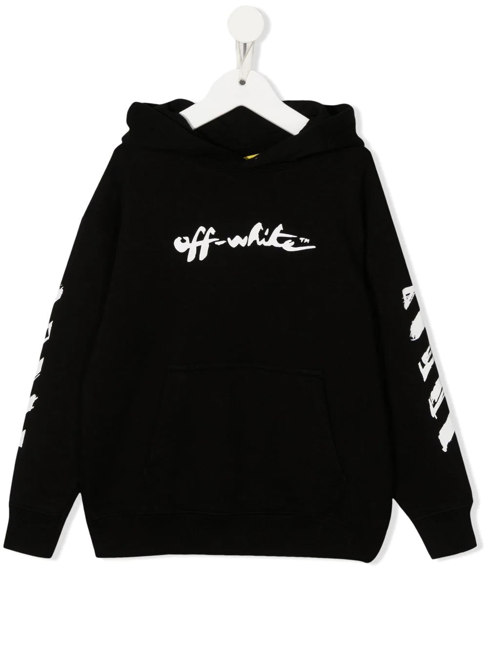 OFF-WHITE KIDS Script Logo Hoodie Black/White - MAISONDEFASHION.COM