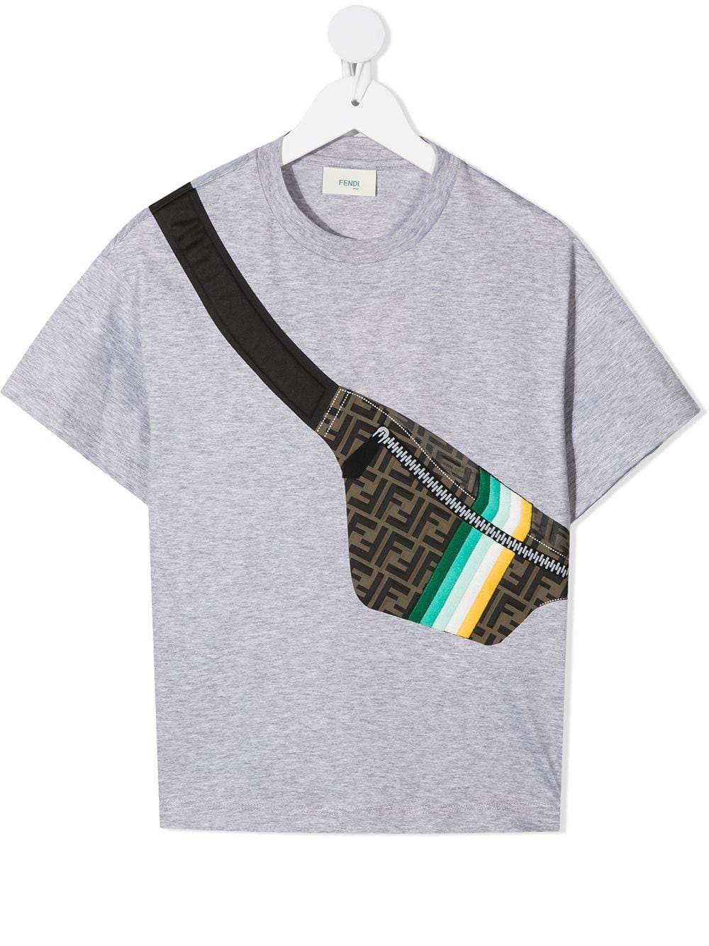 FENDI KIDS Belt Bag T-shirt Grey - MAISONDEFASHION.COM