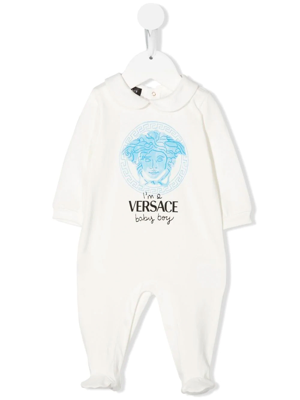 VERSACE KIDS Medusa Logo Bodysuit White/Blue - MAISONDEFASHION.COM