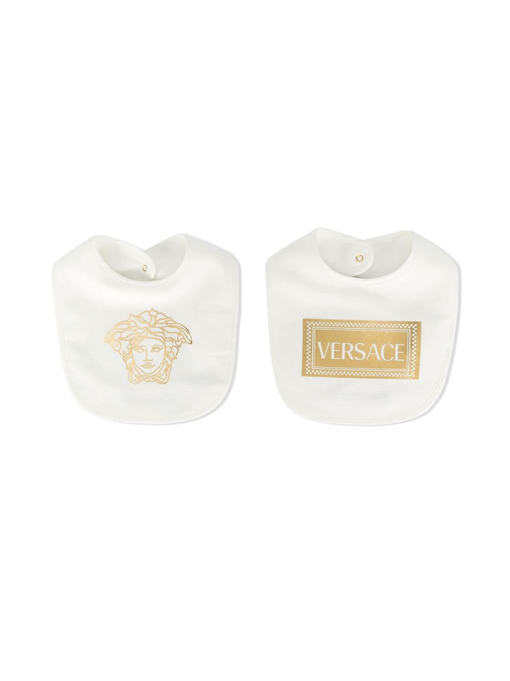 VERSACE KIDS Baby Medusa Bib White/Gold - Maison De Fashion 