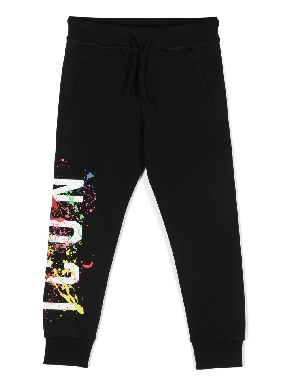 DSQUARED2 KIDS Icon Logo Print Splatter Effect Sweat Pants Black - MAISONDEFASHION.COM