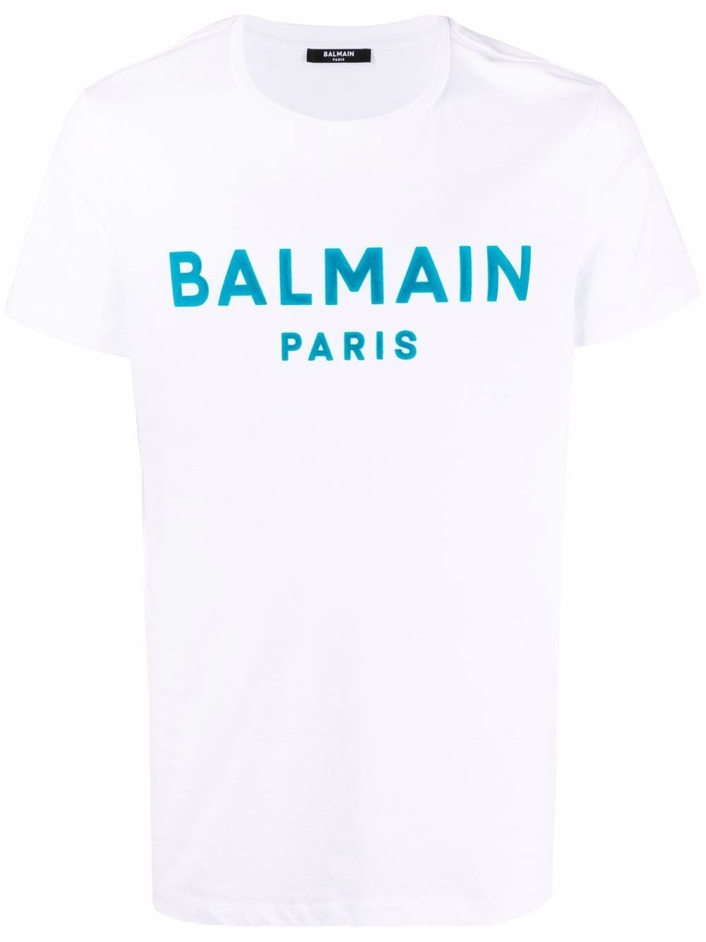 BALMAIN Logo Flock T-Shirt White - MAISONDEFASHION.COM