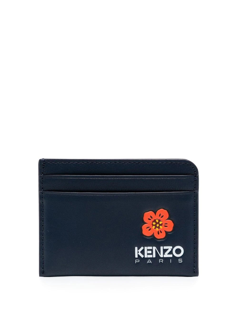 KENZO Logo Patch Cardholder Navy - MAISONDEFASHION.COM