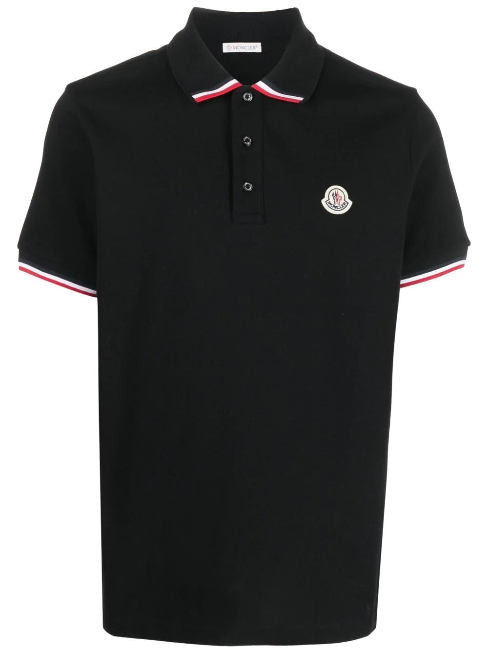 MONCLER Logo Polo Shirt Black - MAISONDEFASHION.COM