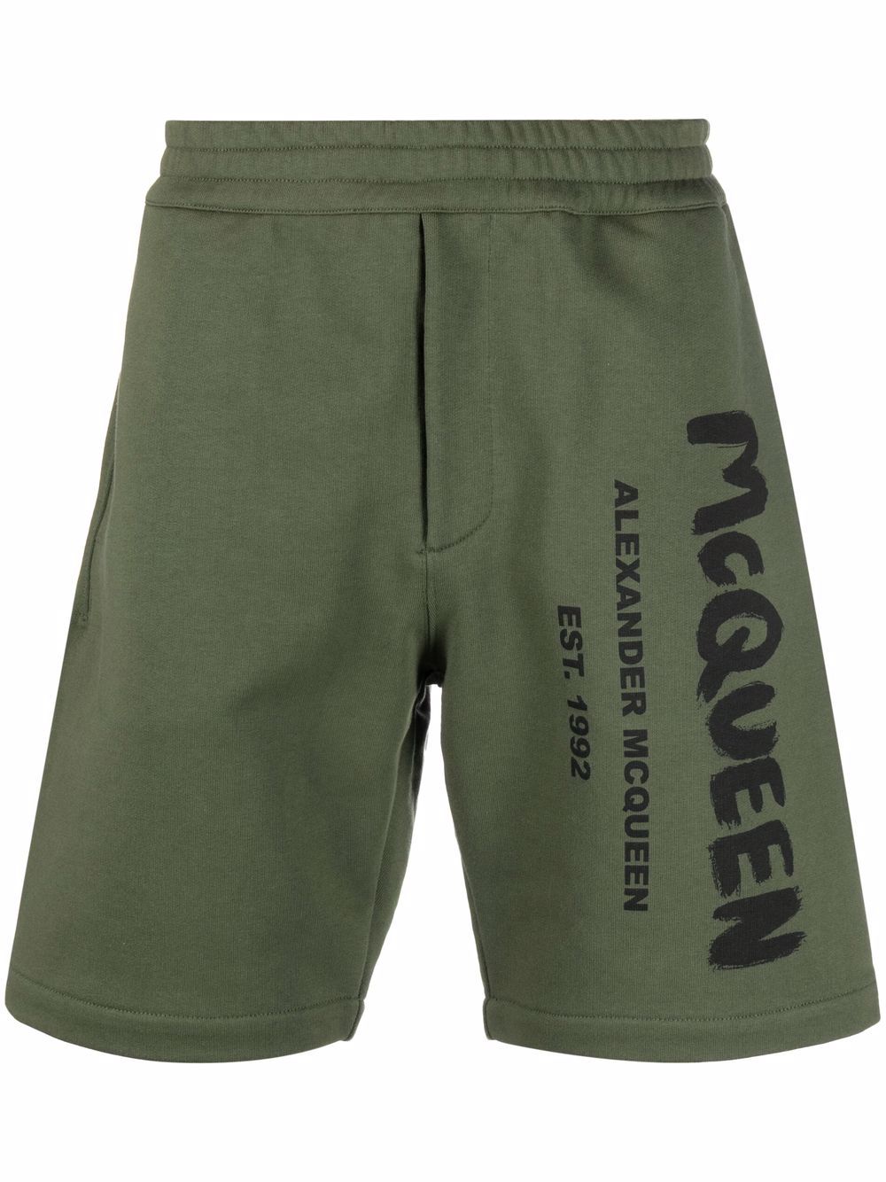 ALEXANDER MCQUEEN Side Logo-Print Shorts Green - MAISONDEFASHION.COM