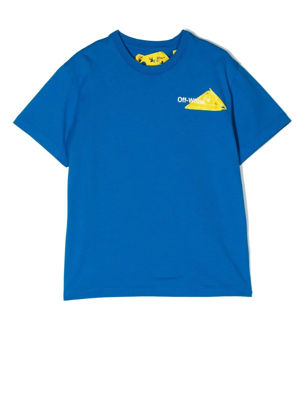 OFF-WHITE KIDS Shape Tee Blue/Yellow - MAISONDEFASHION.COM