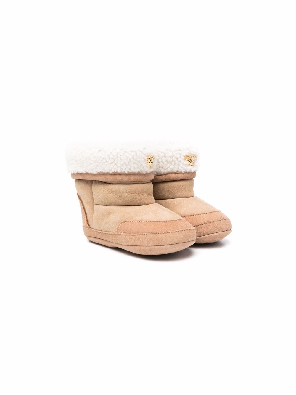 VERSACE BABY Shearling-lined boots Brown - MAISONDEFASHION.COM