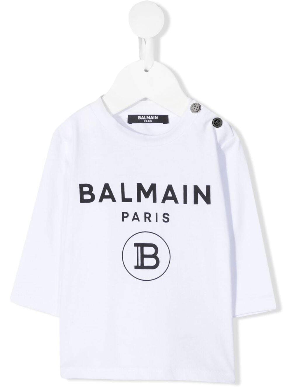 BALMAIN BABY Logo-print longsleeved top White - MAISONDEFASHION.COM