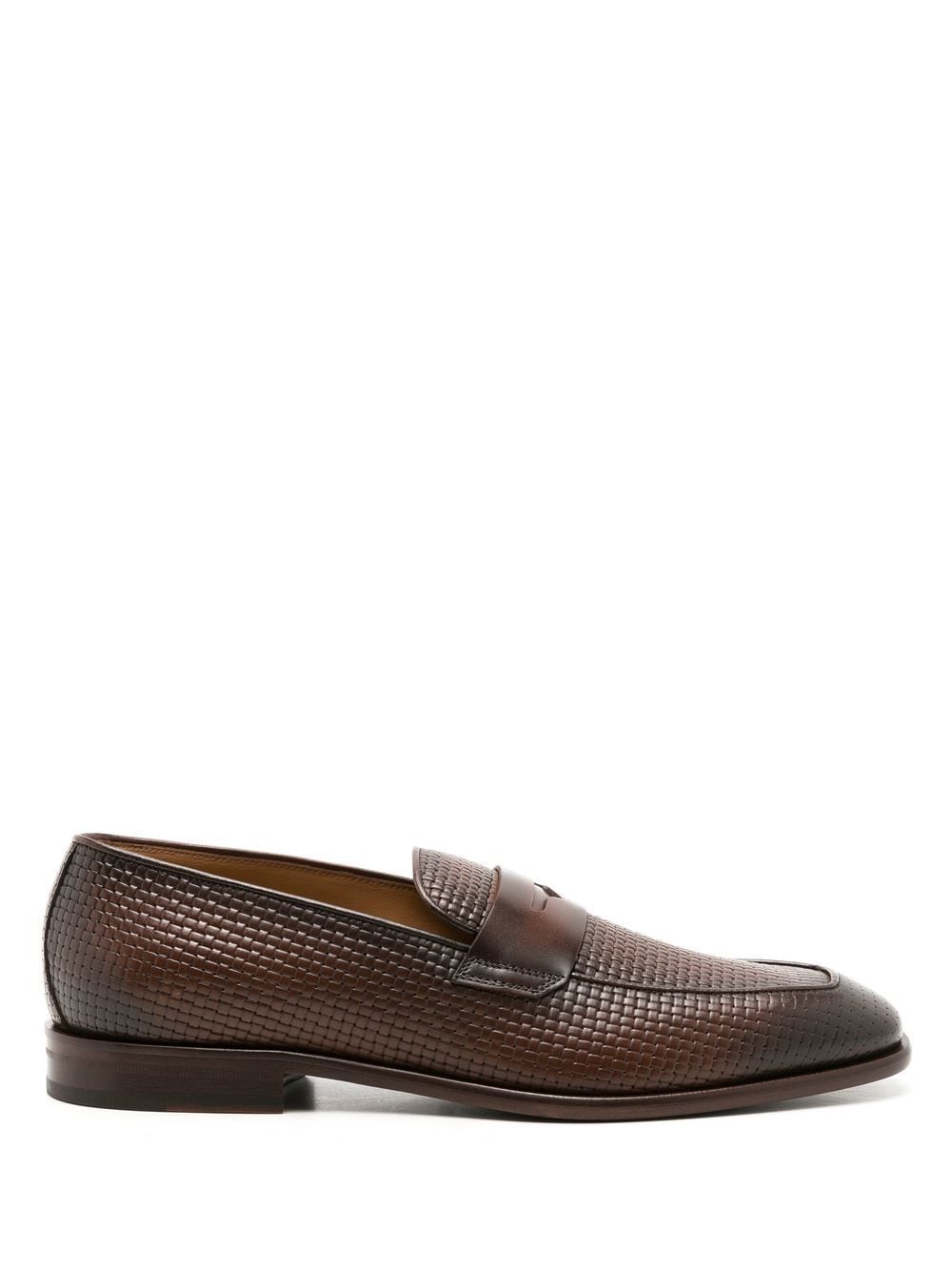 BOSS Lisbon woven leather loafers Brown - MAISONDEFASHION.COM