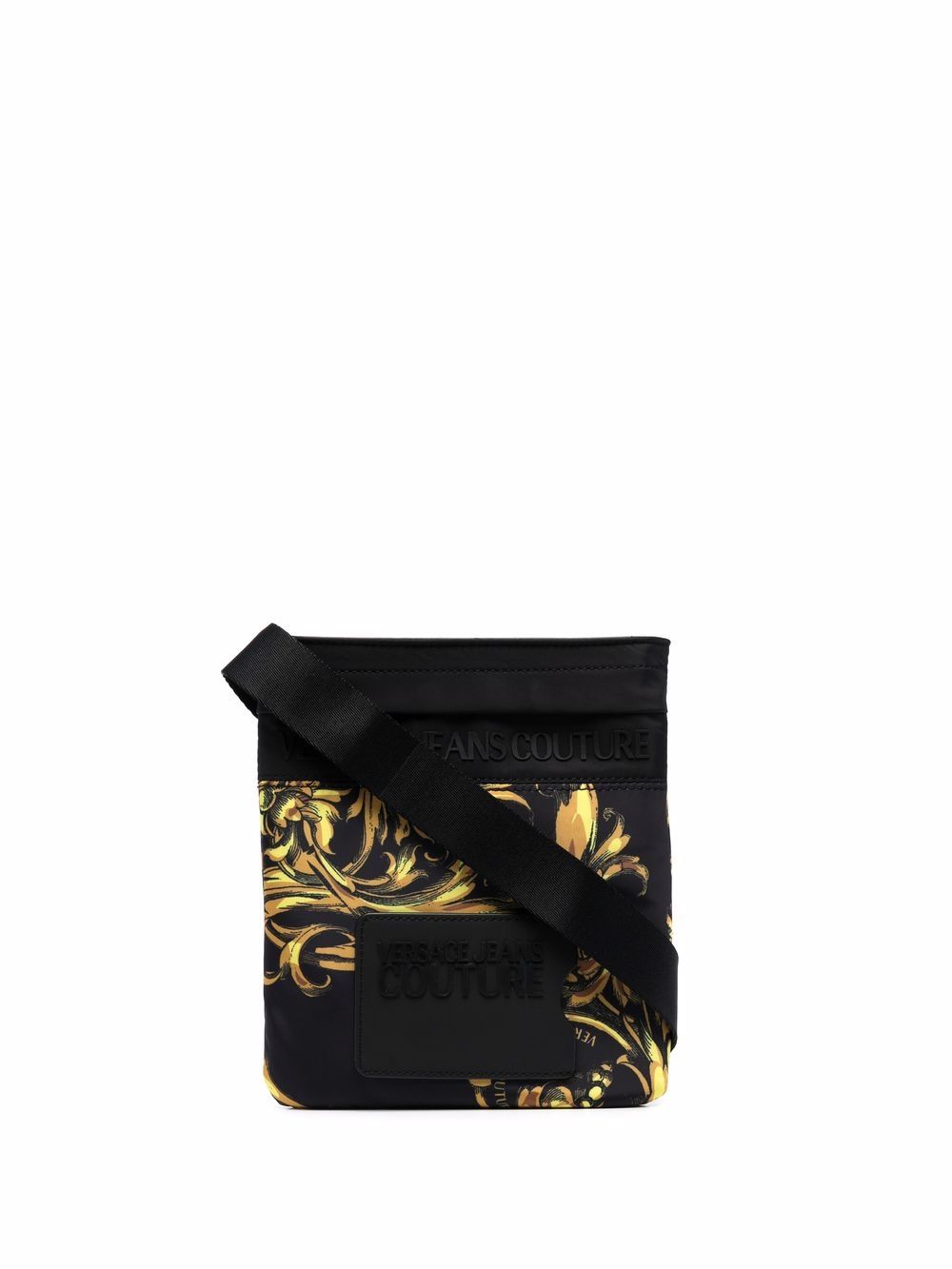 VERSACE JEANS COUTURE Baroque Print Messenger Bag Black - MAISONDEFASHION.COM