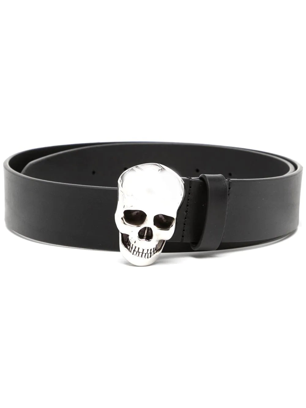 Alexander McQueen 3D Skull Buckle Belt Black - MAISONDEFASHION.COM