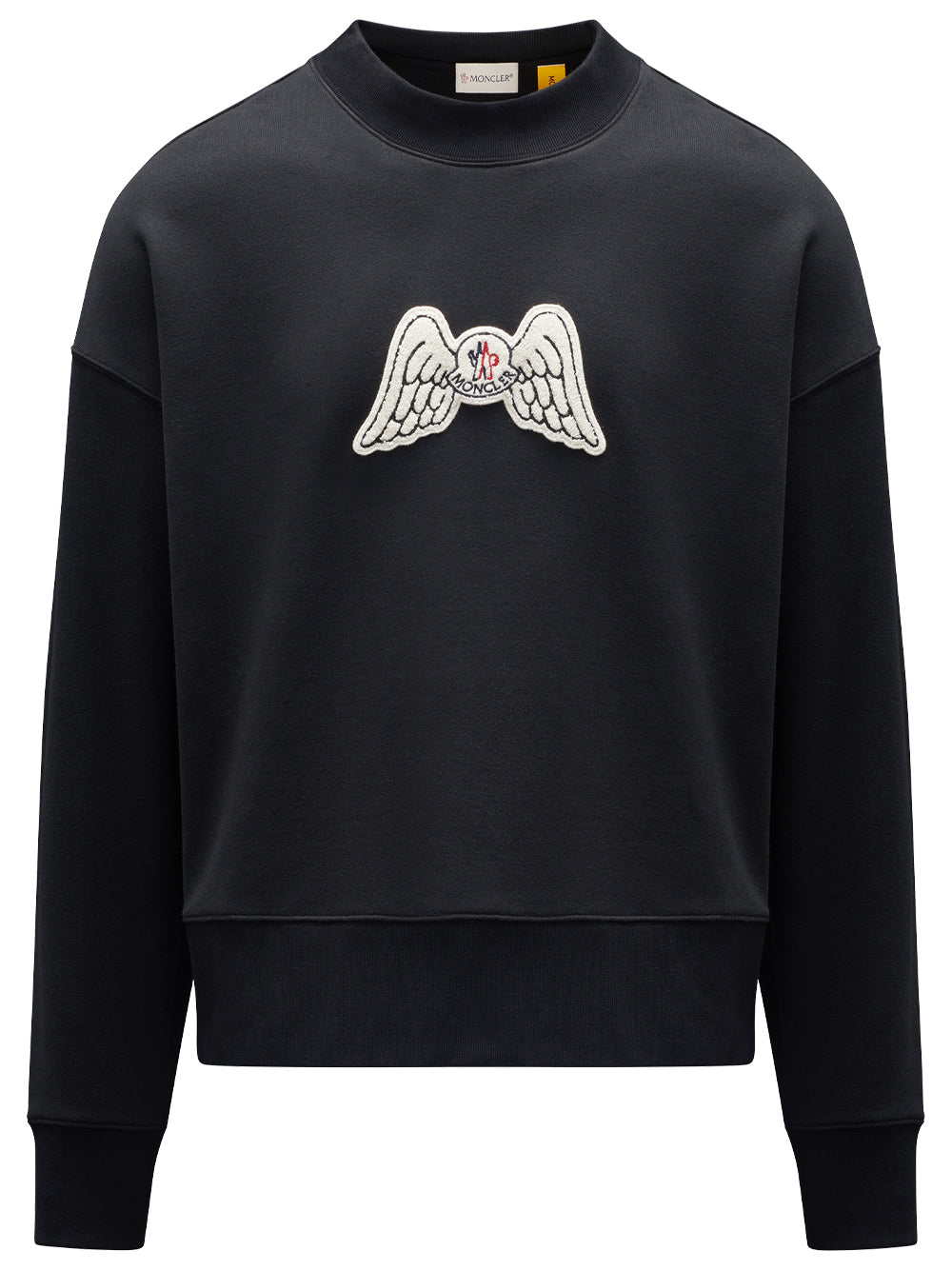 MONCLER GENIUS X 8 MONCLER PALM ANGELS Wing Patch Sweatshirt Black MAISONDEFASHION.COM