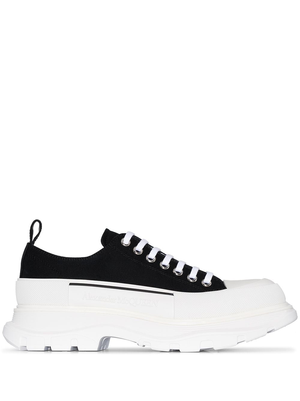 ALEXANDER MCQUEEN Tread Slick Lace-up Sneakers Black/White - Maison De Fashion 