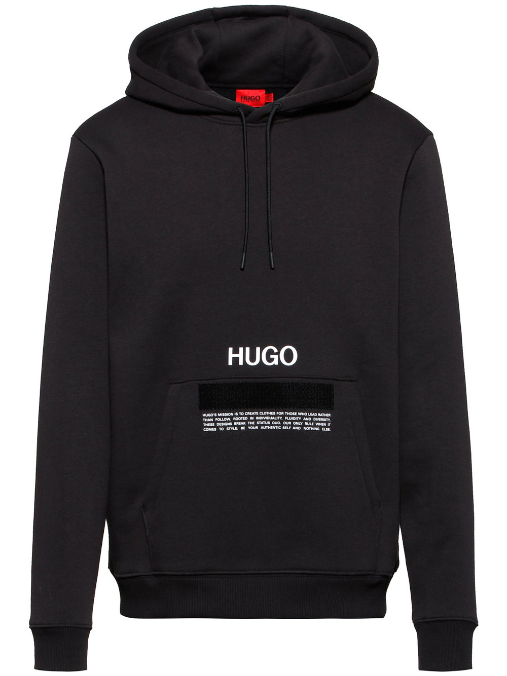 HUGO Manifesto Logo Hoodie Black - MAISONDEFASHION.COM