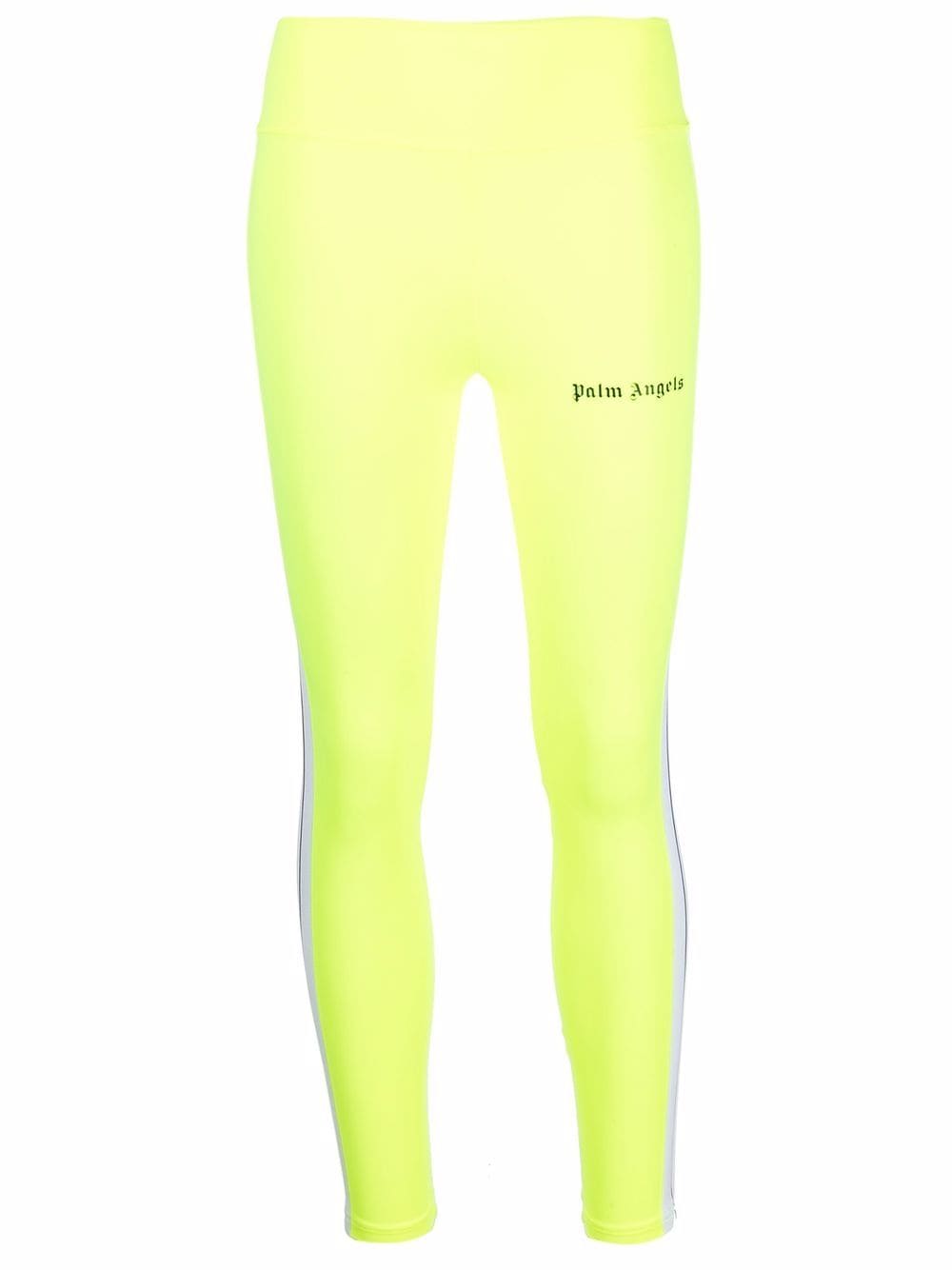 PALM ANGELS WOMEN Side Stripe Logo Leggings Fluo Yellow - MAISONDEFASHION.COM