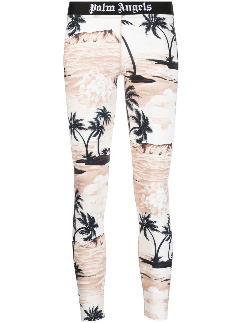 PALM ANGELS WOMEN Hawaiian Dream Logo Sport Leg Beige/Black - MAISONDEFASHION.COM