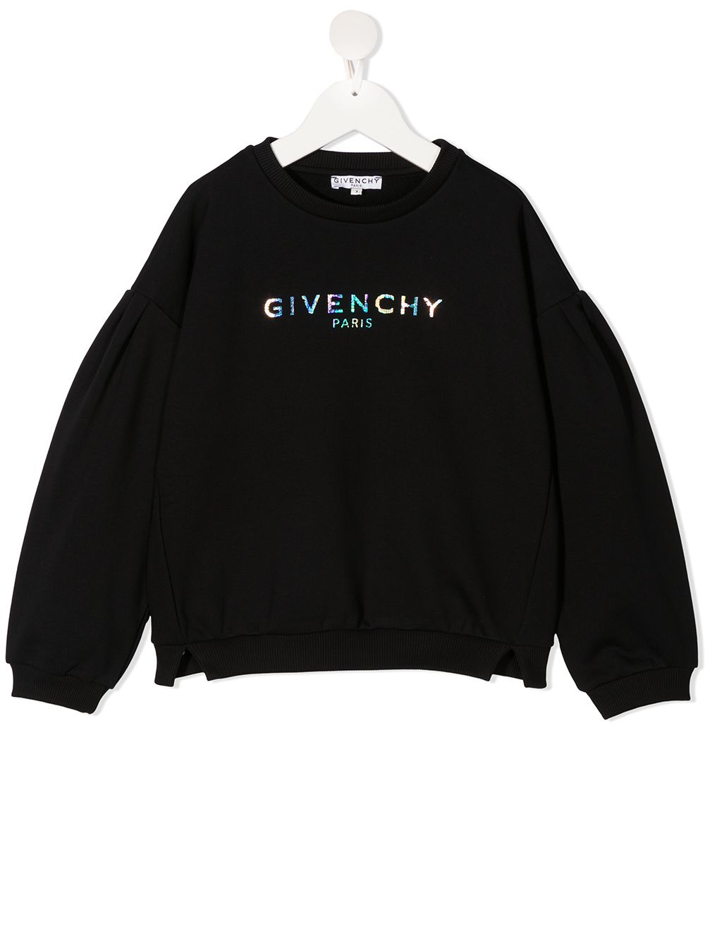 GIVENCHY KIDS Iridescent logo print sweater Black - MAISONDEFASHION.COM