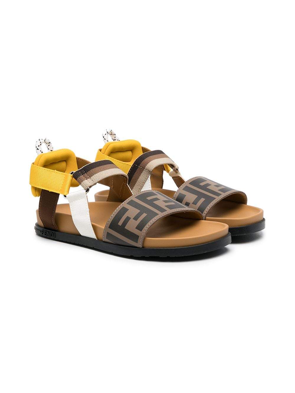 FENDI KIDS FF-strap sandals Brown - MAISONDEFASHION.COM