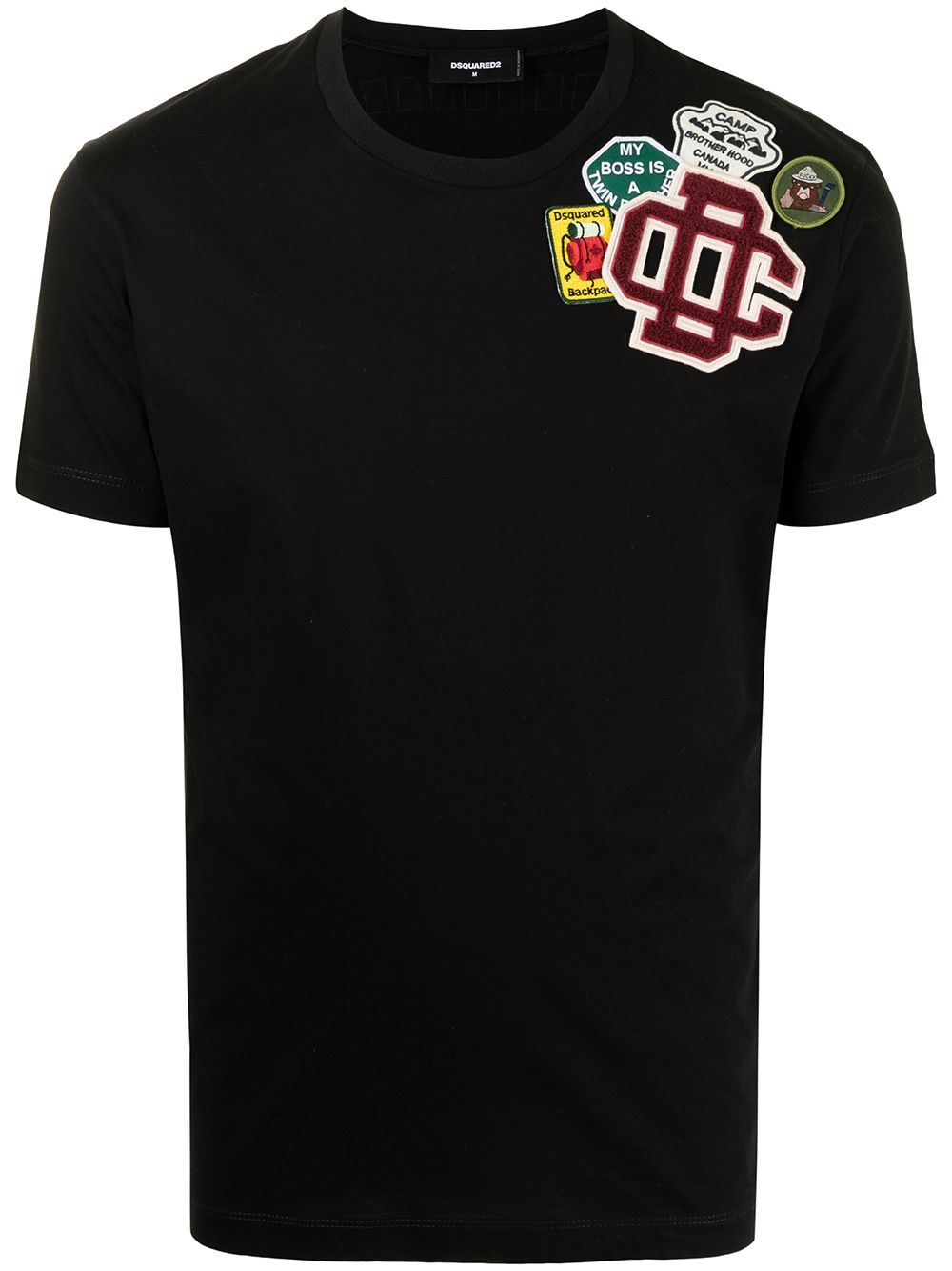 DSQUARED2 Logo Patch T-Shirt Black - MAISONDEFASHION.COM