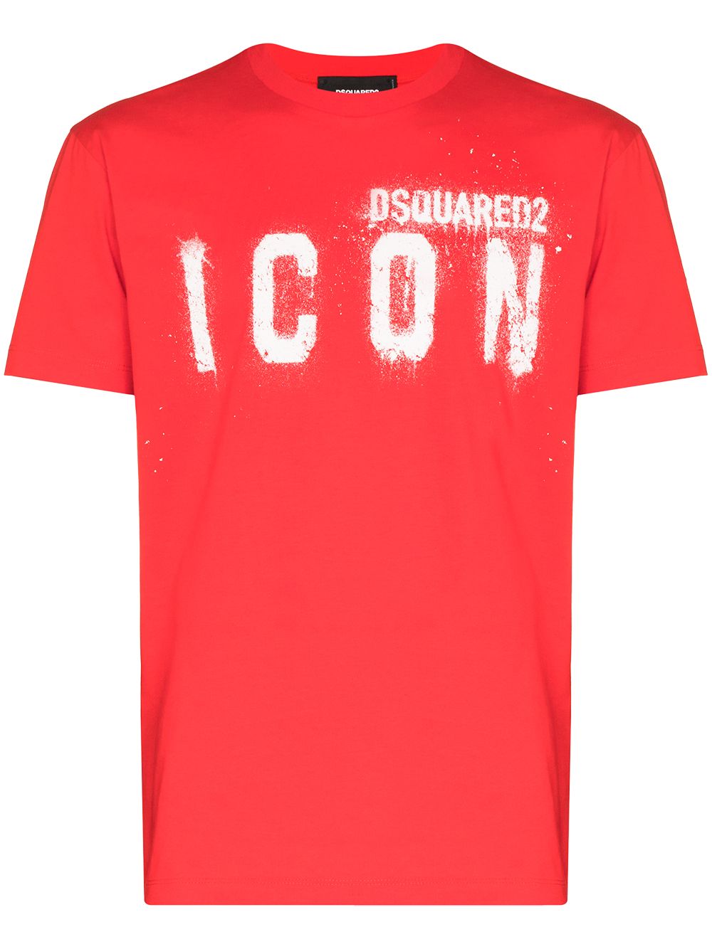DSQUARED2 Icon Spray T-Shirt Red - MAISONDEFASHION.COM