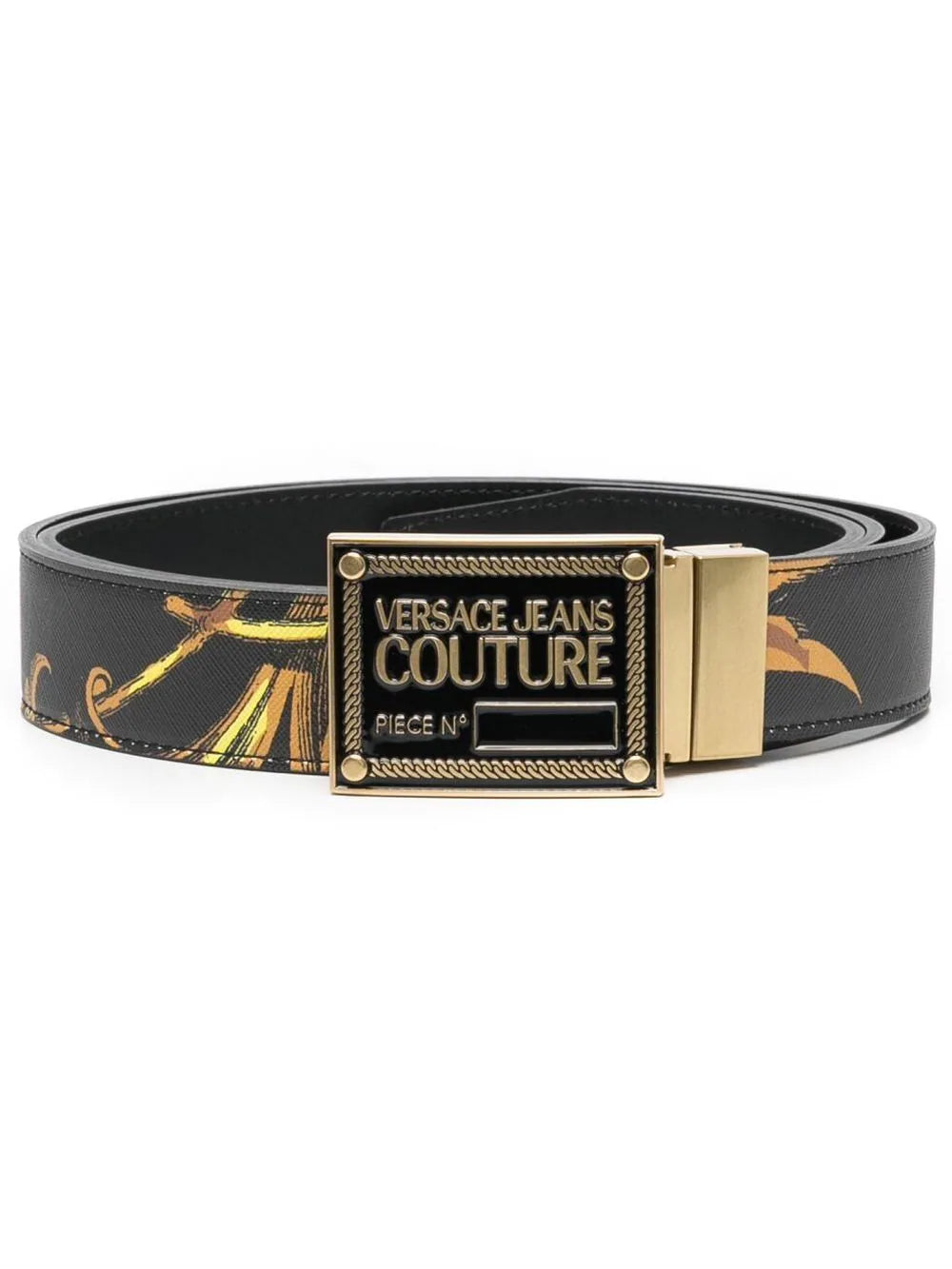 VERSACE Baroque Buckle Belt Black - MAISONDEFASHION.COM