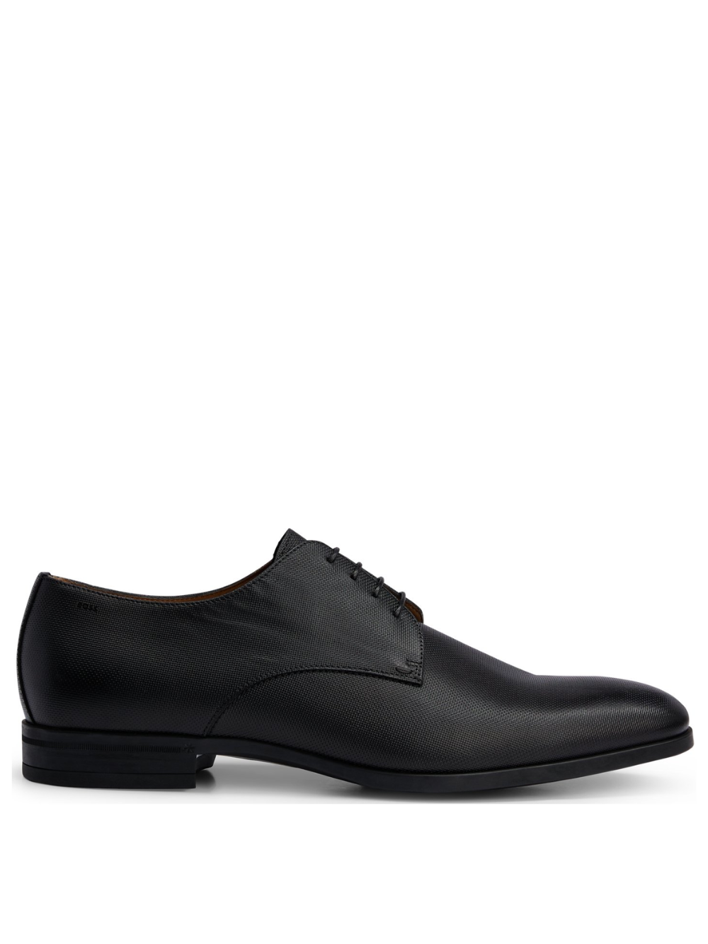 BOSS Embossed Leather Derby Shoes Black - MAISONDEFASHION.COM