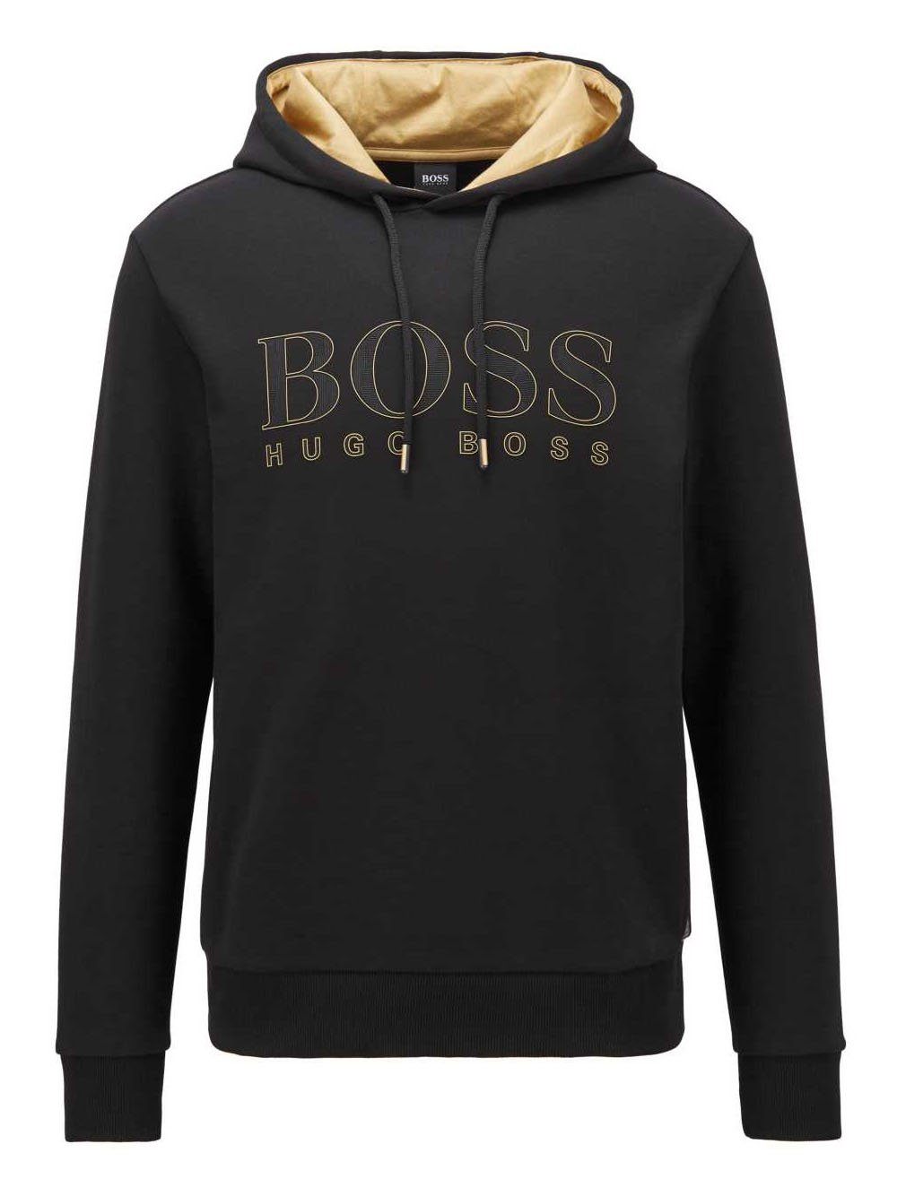 BOSS Logo Sweatshirt with Gold Lining Black - MAISONDEFASHION.COM