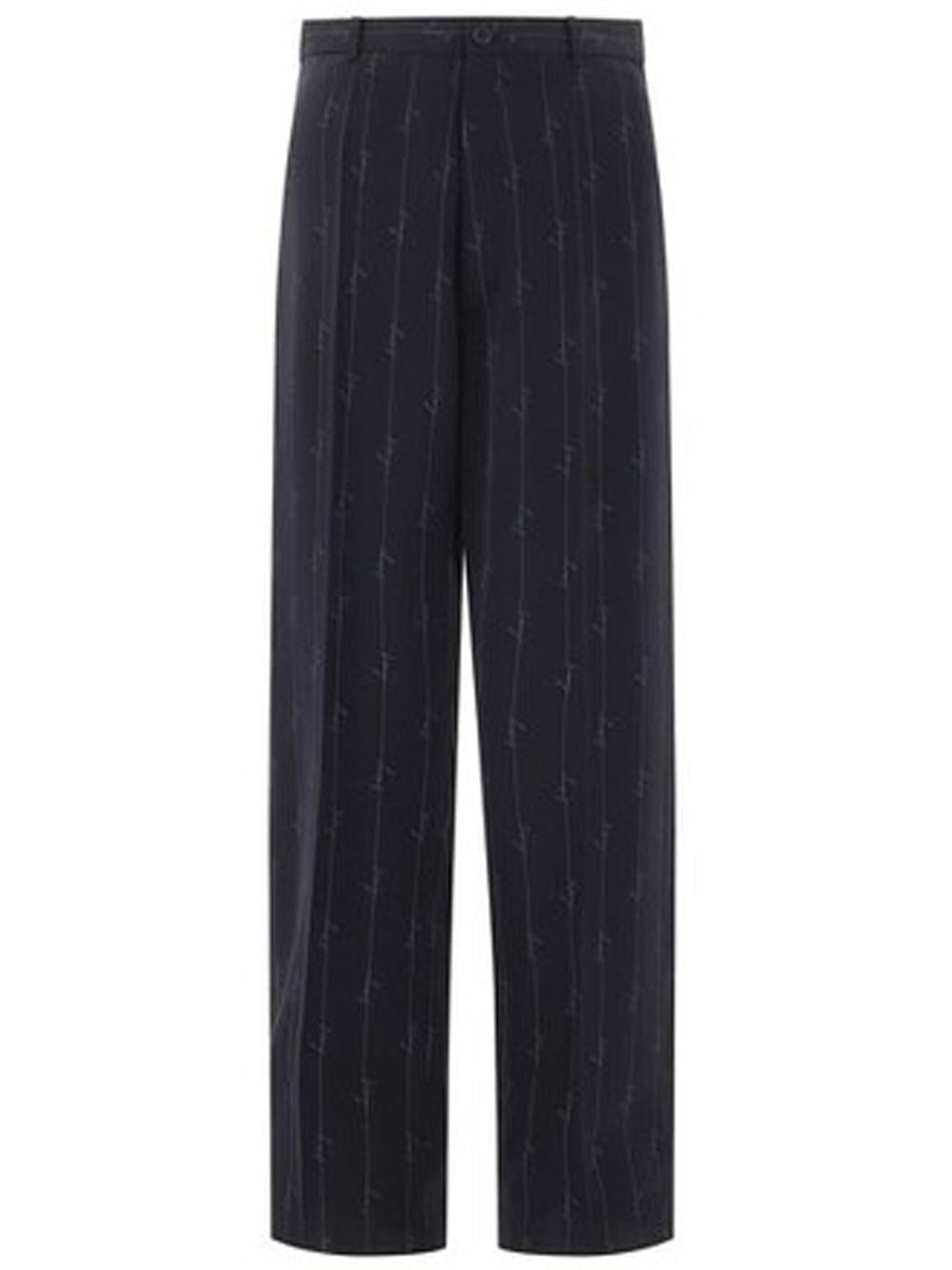 BALENCIAGA Logo Stripe Trousers Black - Maison De Fashion 