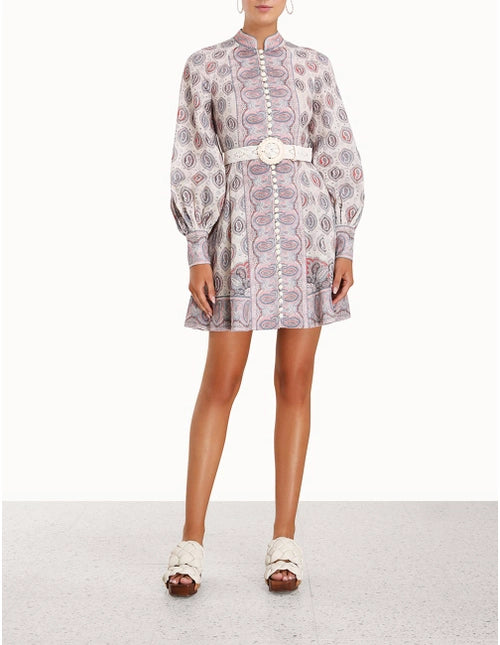 ZIMMERMANN Vitali Button Up Mini Dress Ivory Paisley - MAISONDEFASHION.COM