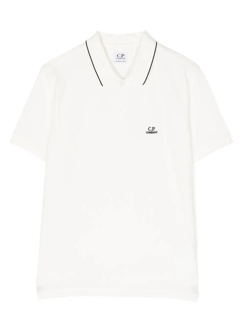 C.P. COMPANY KIDS Logo Patch Polo Shirt Ivory White - MAISONDEFASHION.COM