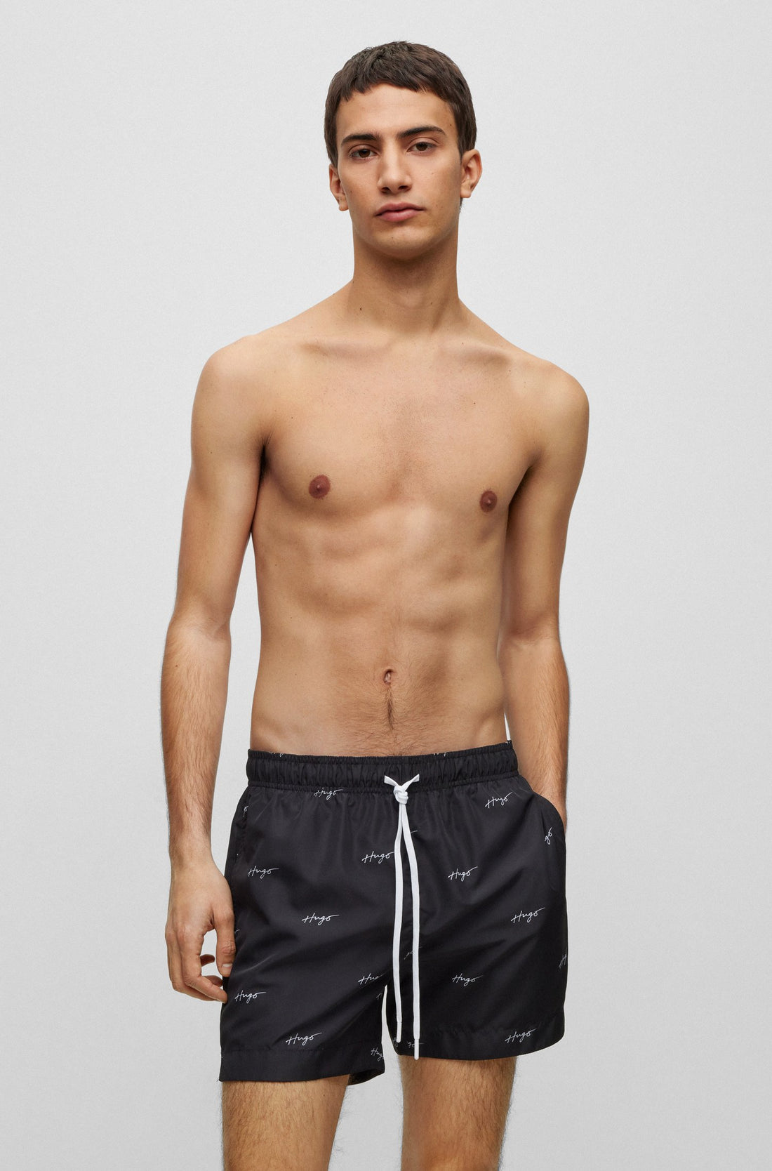 HUGO GOAT Swimming Shorts Black - MAISONDEFASHION.COM