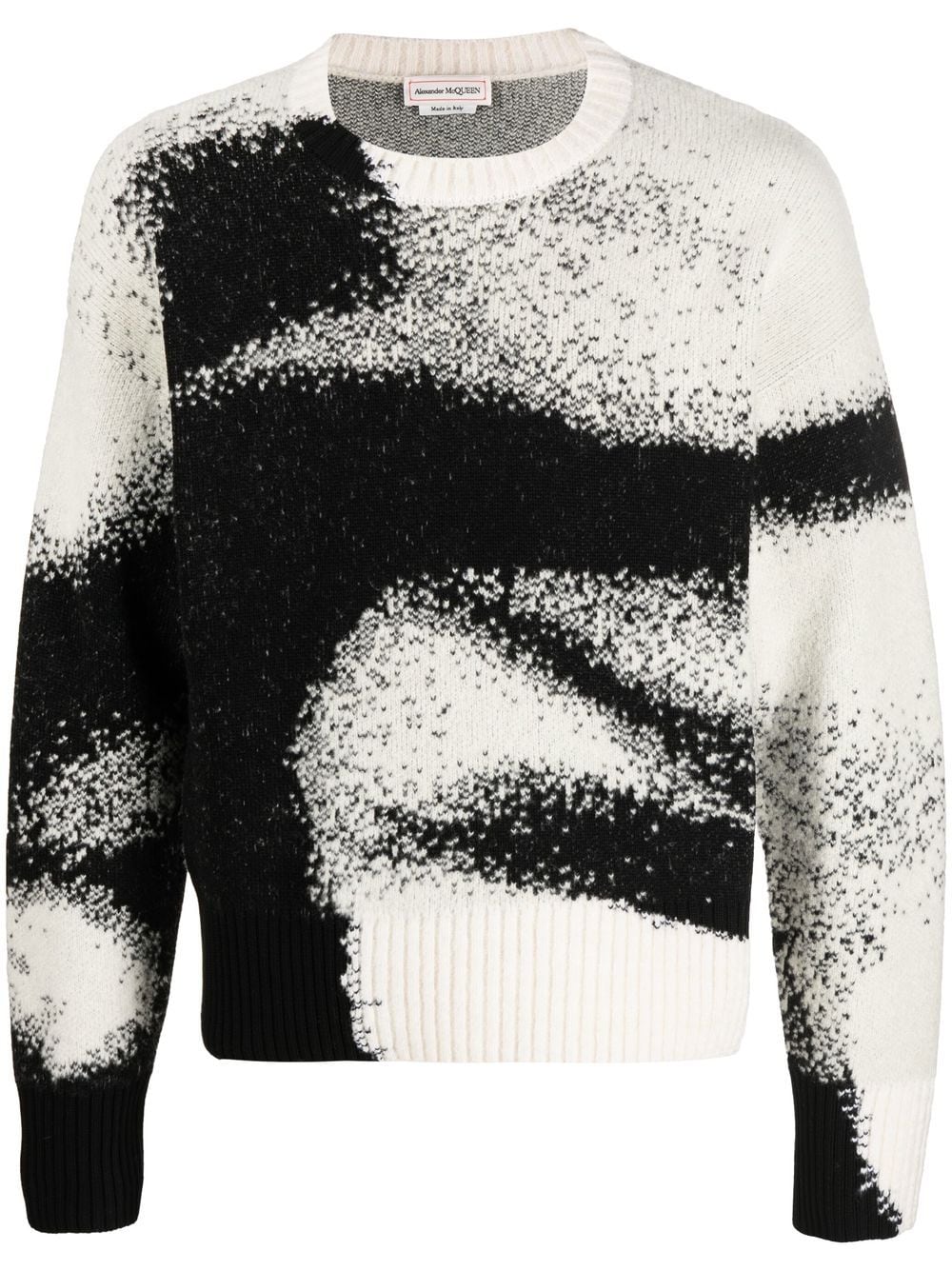 ALEXANDER MCQUEEN Abstract-pattern Crew-neck Jumper Black/White - MAISONDEFASHION.COM