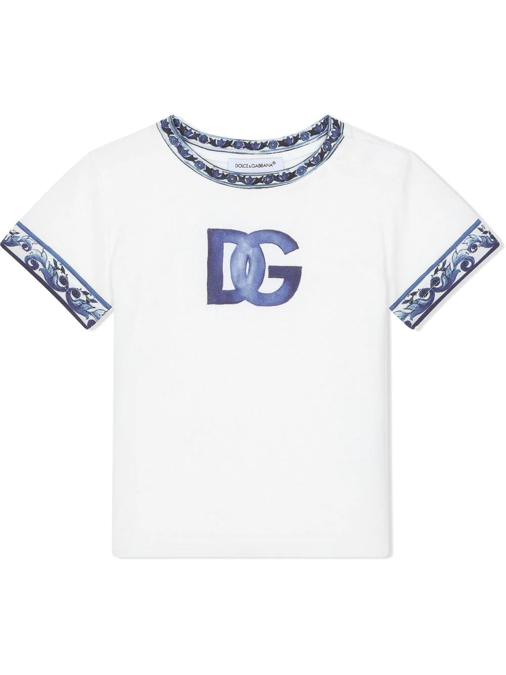 DOLCE & GABBANA BABY Short Sleeve T-shirt Blue/White - MAISONDEFASHION.COM