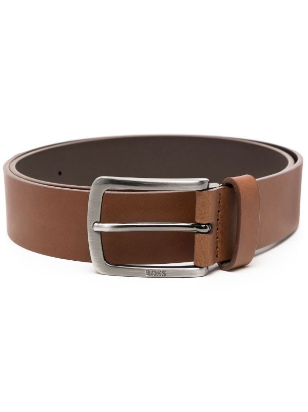 BOSS Logo-plaque Buckle Belt Medium Brown - MAISONDEFASHION.COM