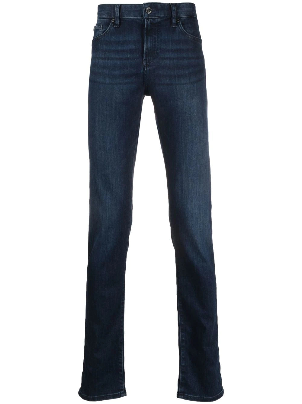 BOSS Logo-patch Skinny-cut Jeans Navy - MAISONDEFASHION.COM