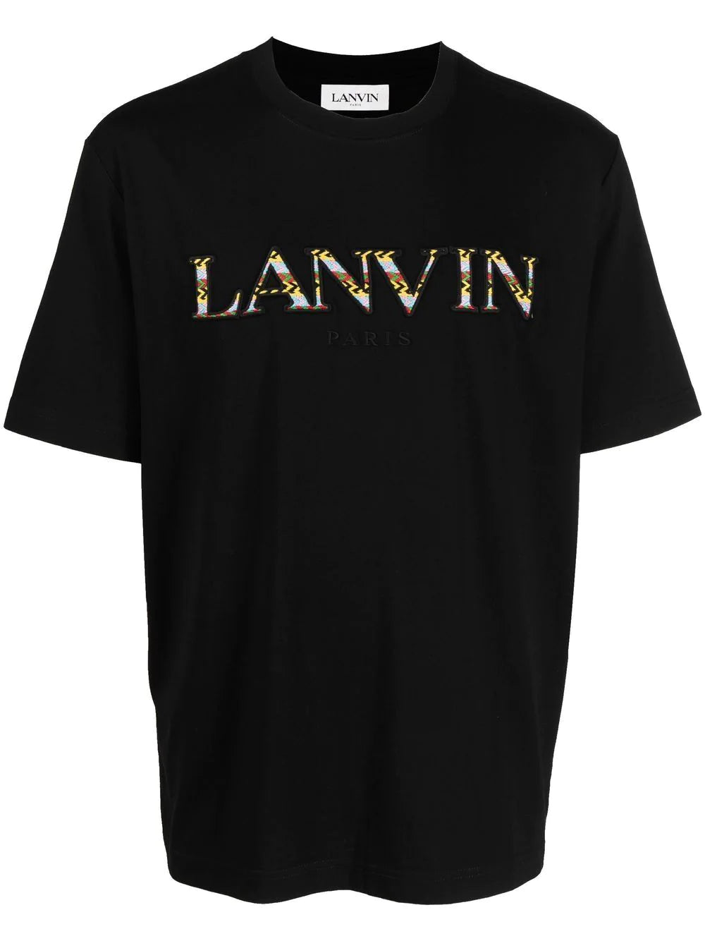 LANVIN Logo-embroidered T-shirt Black - MAISONDEFASHION.COM