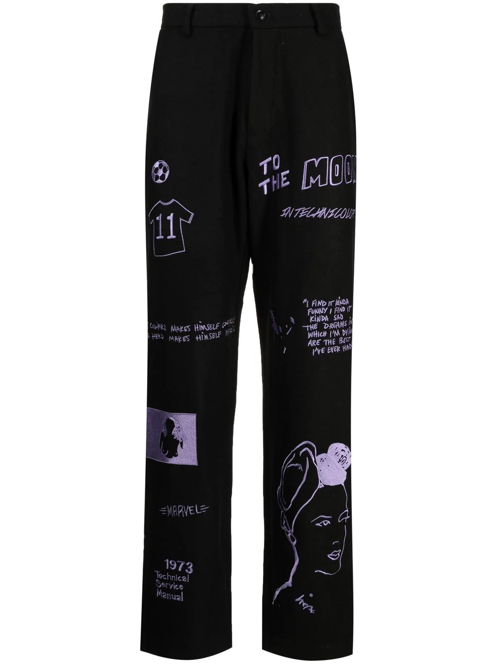 KIDSUPER Embroidery Suit Trousers Black - MAISONDEFASHION.COM