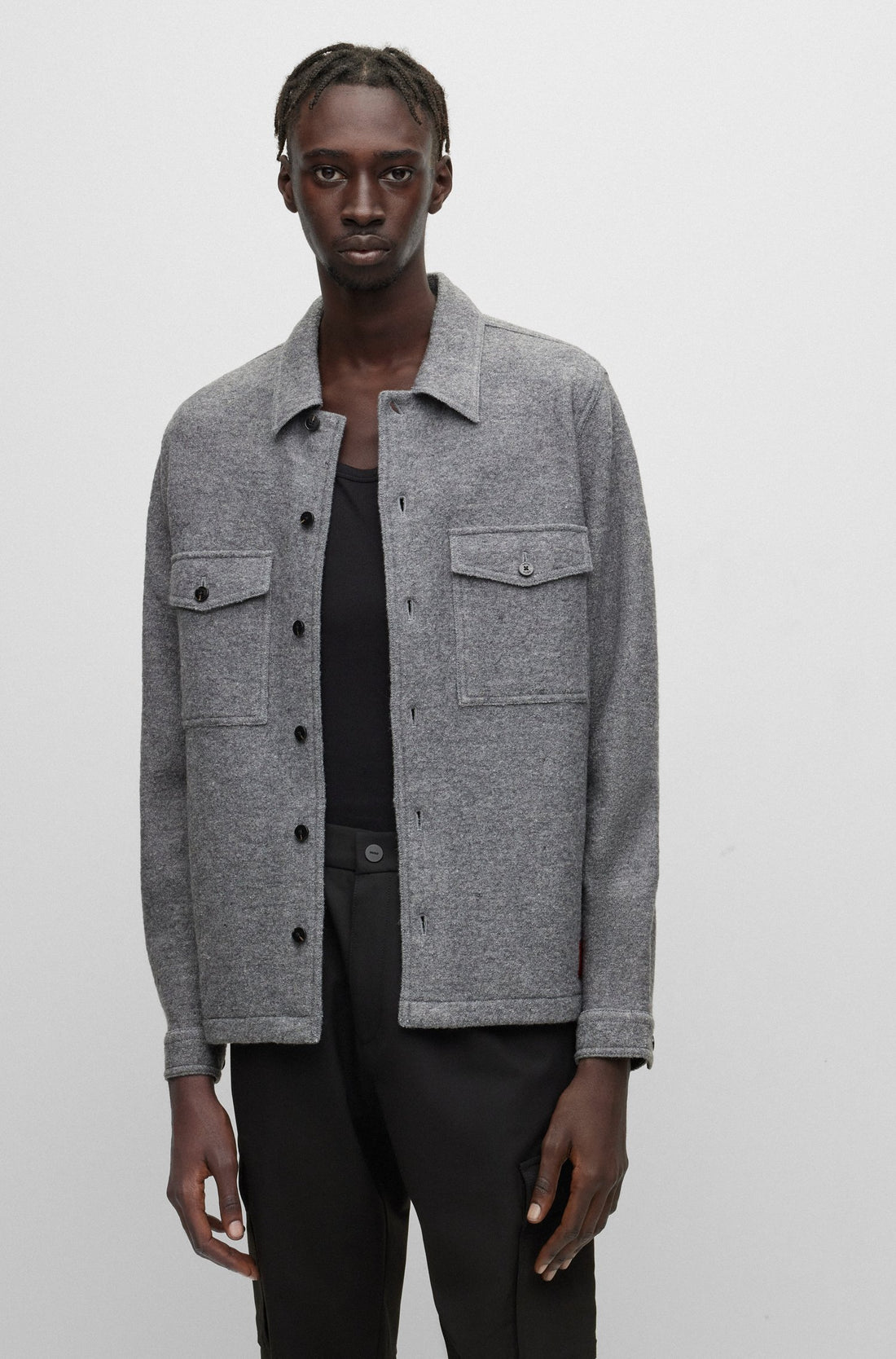 HUGO Enalu Shirt Grey - MAISONDEFASHION.COM