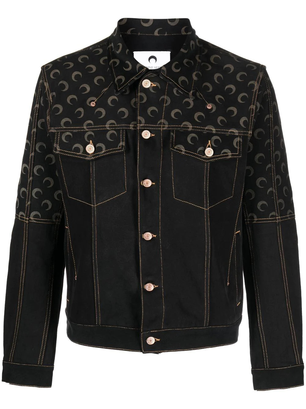 MARINE SERRE Moon Denim Jacket Black - MAISONDEFASHION.COM