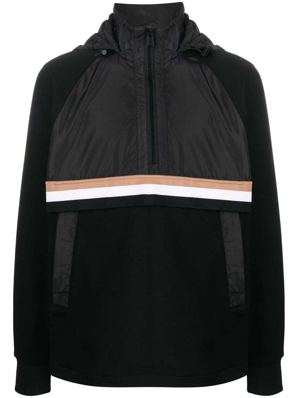 BOSS Logo-patch Detail Hooded Jacket Black - MAISONDEFASHION.COM