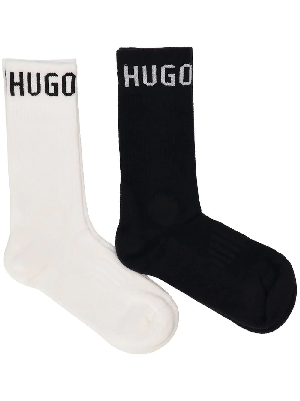 HUGO 2 Pack Logo-embroidered Socks Black/White - MAISONDEFASHION.COM
