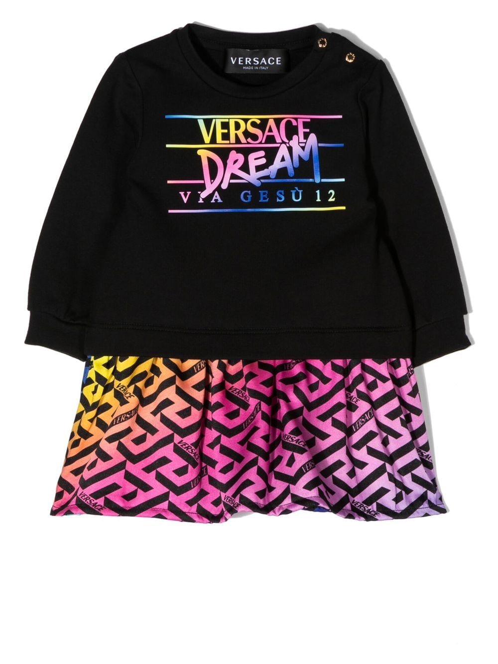 VERSACE BABY Dream-print Detail Dress Black - MAISONDEFASHION.COM