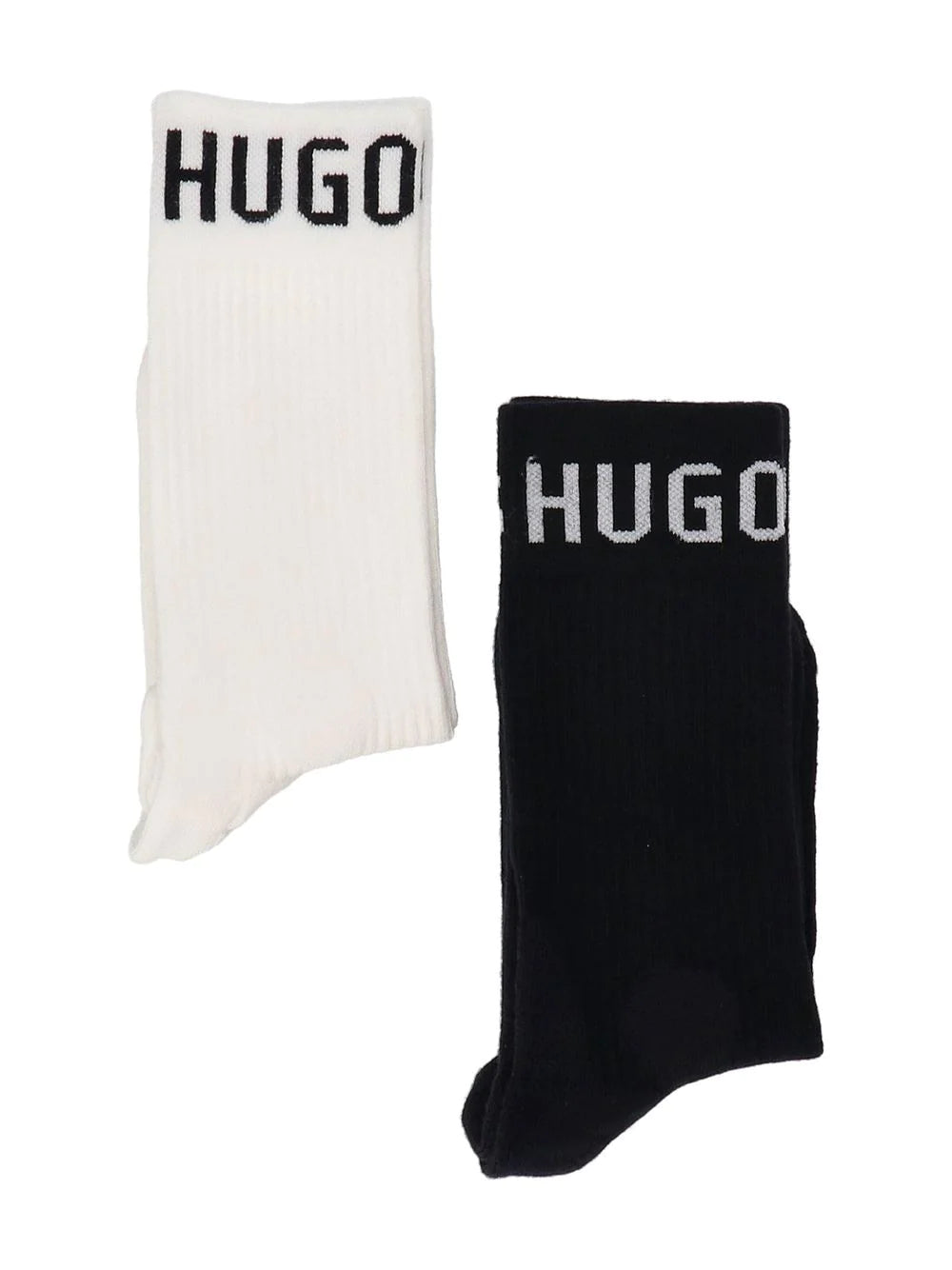 HUGO 2 Pack Logo-embroidered Socks Black/White - MAISONDEFASHION.COM