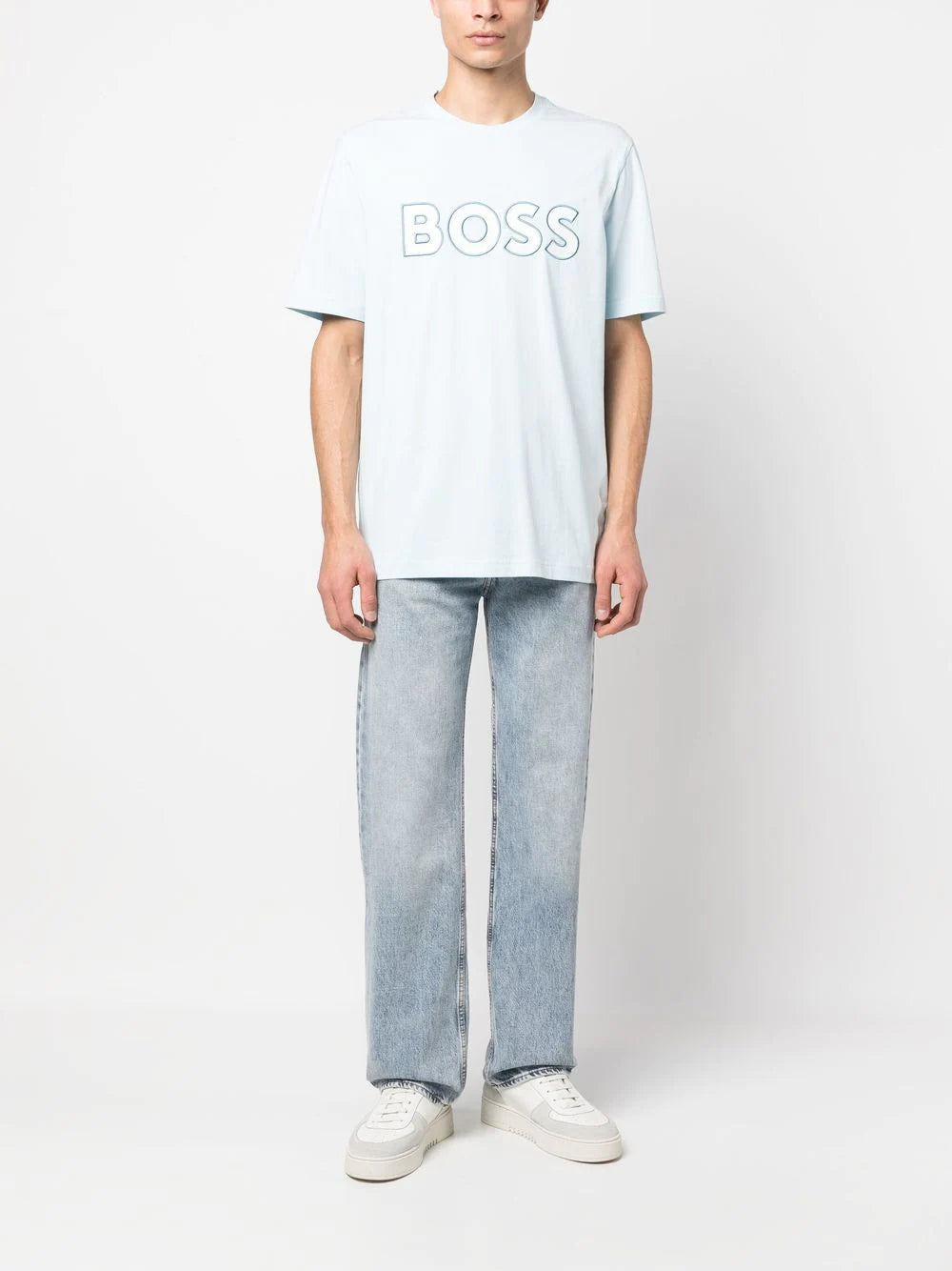 BOSS Telogox Logo-print T-shirt Open Blue - MAISONDEFASHION.COM