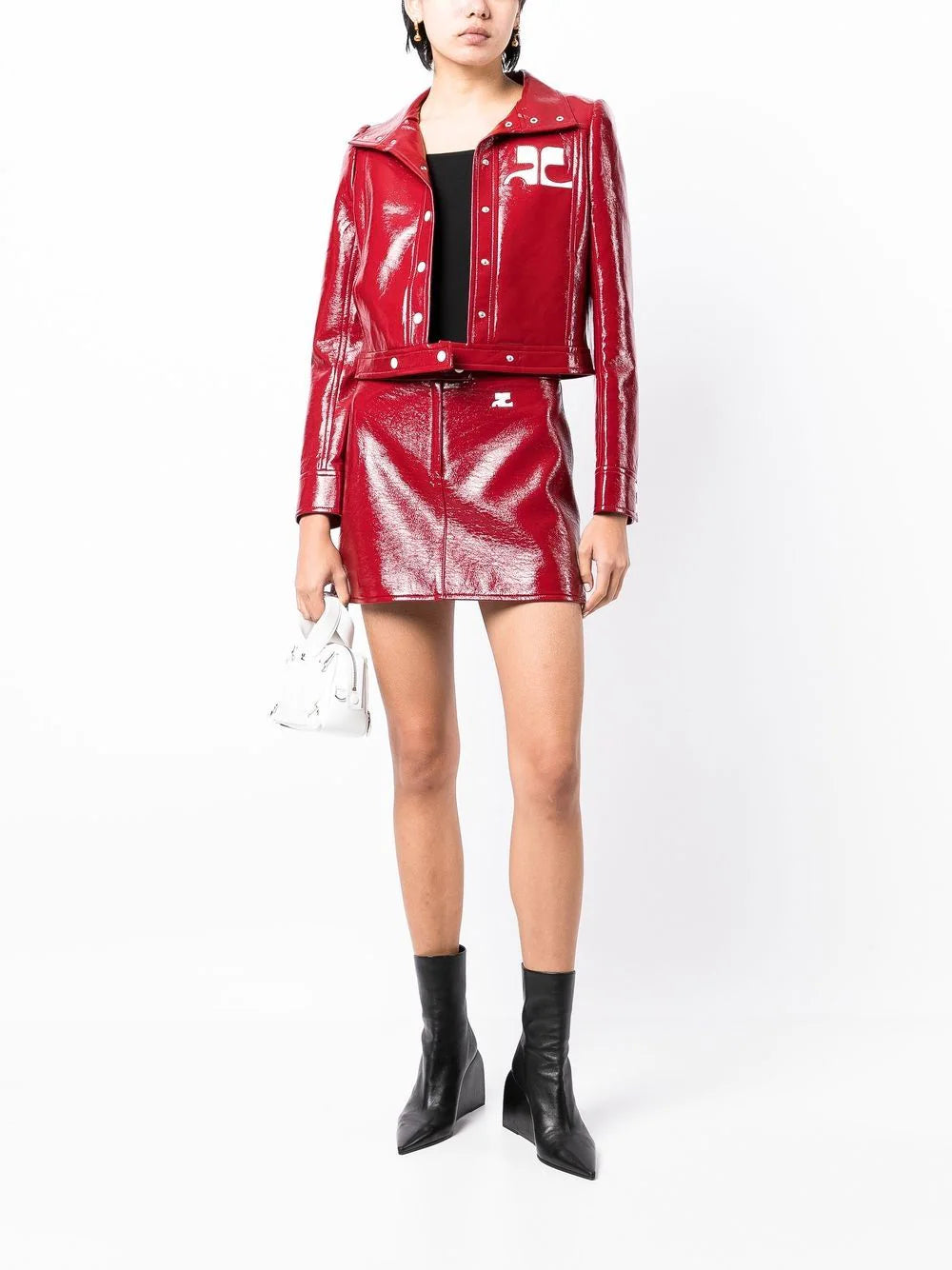 COURREGES WOMEN Vinyl Skirt Red - MAISONDEFASHION.COM