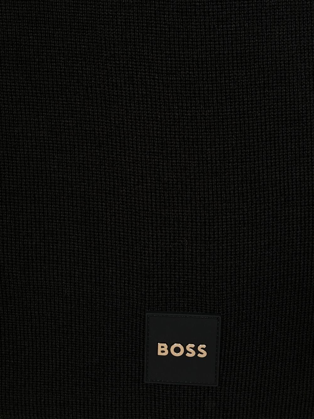 BOSS Waffle Knitted Wool-blend Scarf Black - MAISONDEFASHION.COM