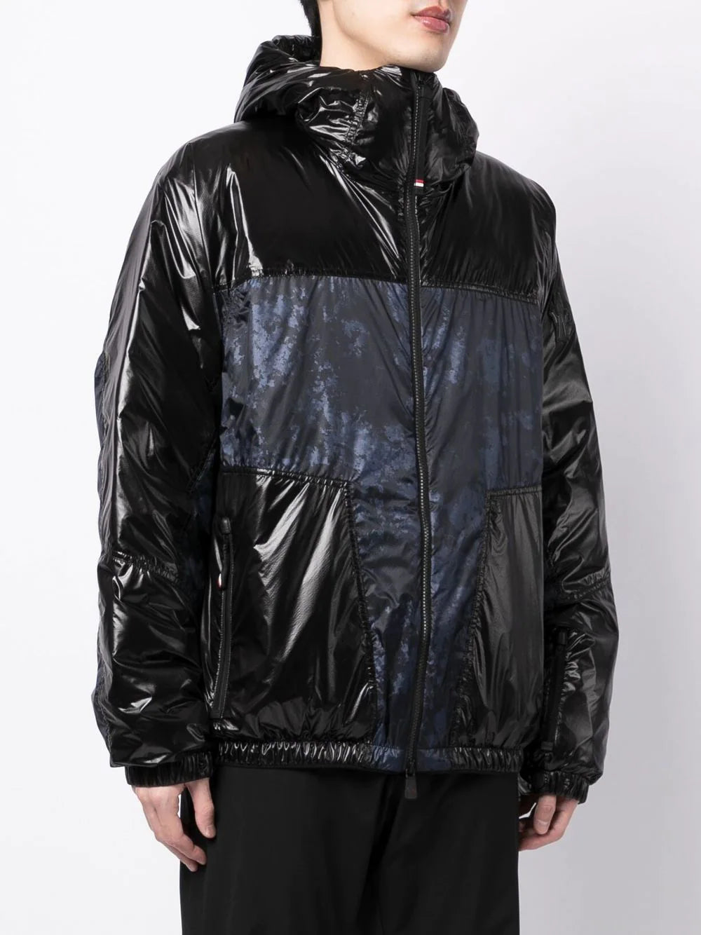 MONCLER GRENOBLE Panelled-design Hooded Puffer Blue/Black - MAISONDEFASHION.COM